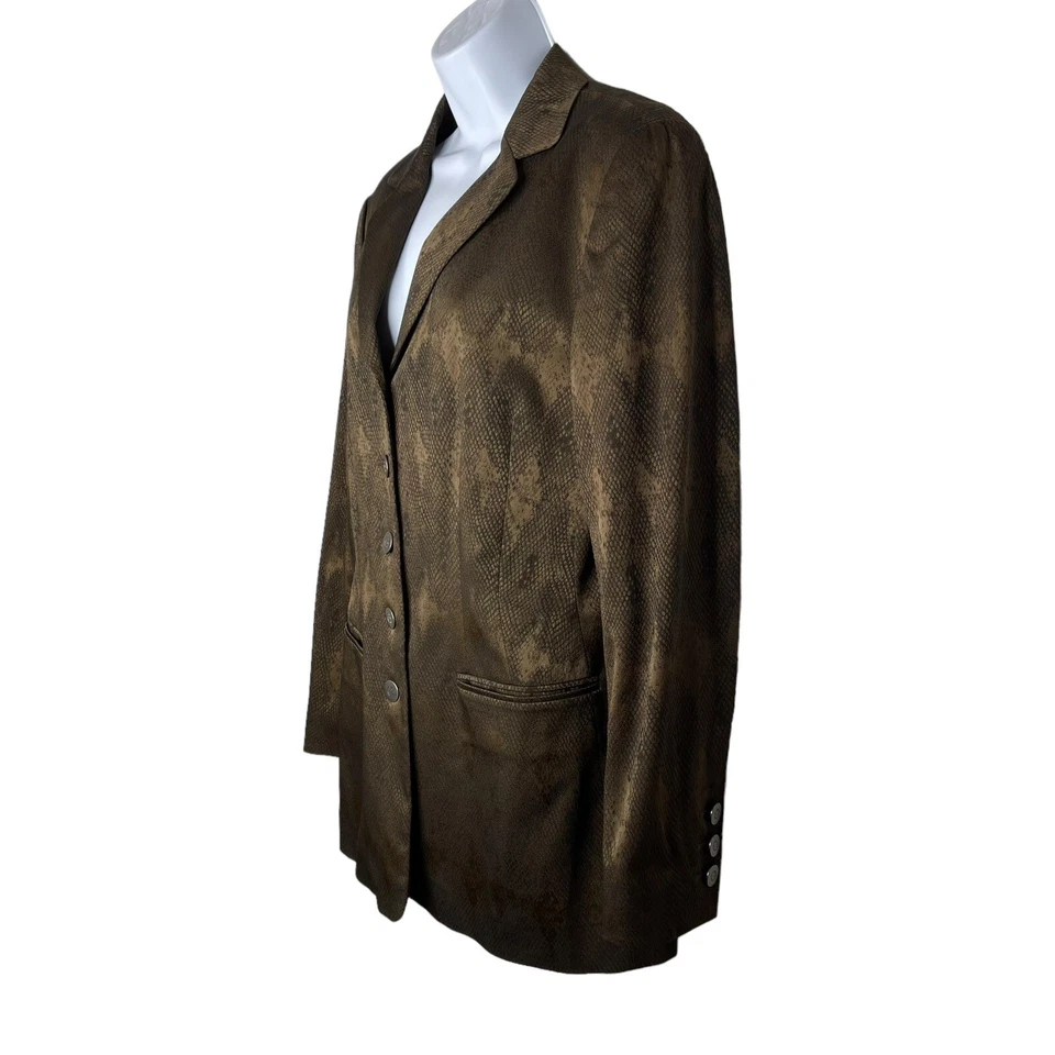 Escada Margaretha Ley Blazer  EU 42 US 10 Faux Snakeskin Brown Buttons Career - Image 3 of 4