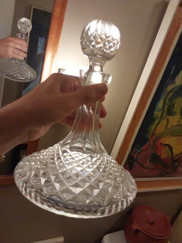 Vintage WATERFORD Crystal LISMORE Ships Decanter w/ Multi Cut Stopper 10”