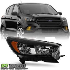 2018-2019 Ford Escape Halogen w/o LED DRL Black Headlight Headlamp - Passenger