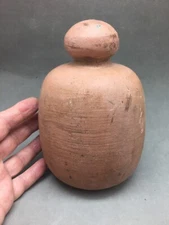 Architectural Salvage Turned Wood Newel Finial 7 1/8" x 4.5" Old Paint Shabby