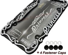 Chrome Black Metal Princess Crown License Plate Frame Car Auto Truck Tag Holder Chrome Black Metal Princess Crown License Plate Frame Car Auto Truck Tag Holder