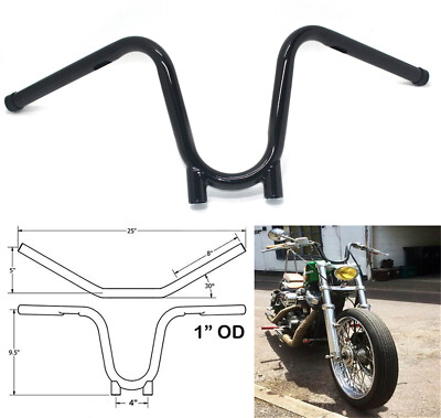 HongK 1'' Black Bootlegger Handlebar For Yamaha Tx650 XS650 Chopper Bobber 