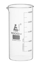 Beaker 1000mL - Tall Form with Spout - White 100mL Graduations - Borosilicate...
