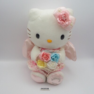 Hello Kitty Sanrio D0203B NTT Denpo Flower 2006 Pink Plush 8'' Doll Japan Angel