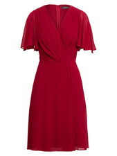 $135 Lauren Ralph Lauren Women's, Flutter-Sleeve Georgette Dress, Garnet, 4