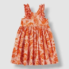 Molo Orange Girl's Cicely Tropical-Print Dress Size 7-8