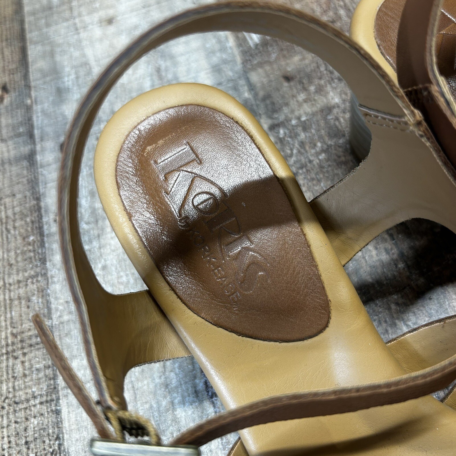 Korks Kork Ease Sandals Womens 9 Cilla Shoes Strappy Heel Tan Leather