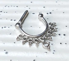 1pc 100% SURGICAL STEEL Lacey Fan Clicker Pierced Nose Ring 14g 16g