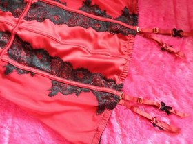 ANN SUMMERS  UNDERWIRED RED/BLACK CAMI SUSPENDER "ALISSA"  MEDIUM B-C  NWT