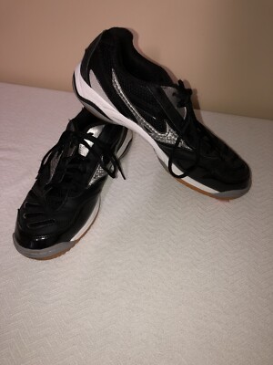 Mizuno Wave Rally 5 Women s Size 11 Black/Silver Volleyball Shoes EUC!