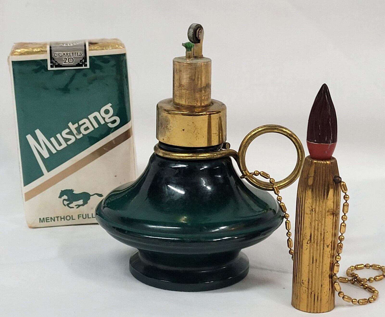 1940s W.C. Fleck & Bro Inc. Jet Line?  Metal Glass Candlestick Cigarette Lighter