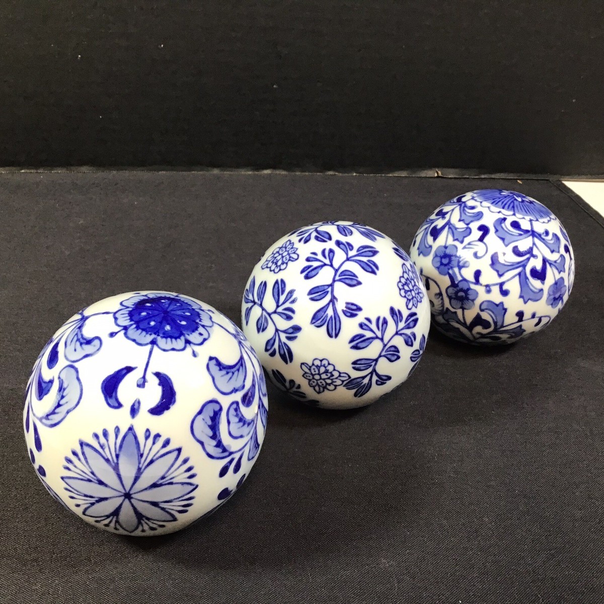 Pier 1 Imports Ceramic Carpet Balls Chinoiserie Floral White
