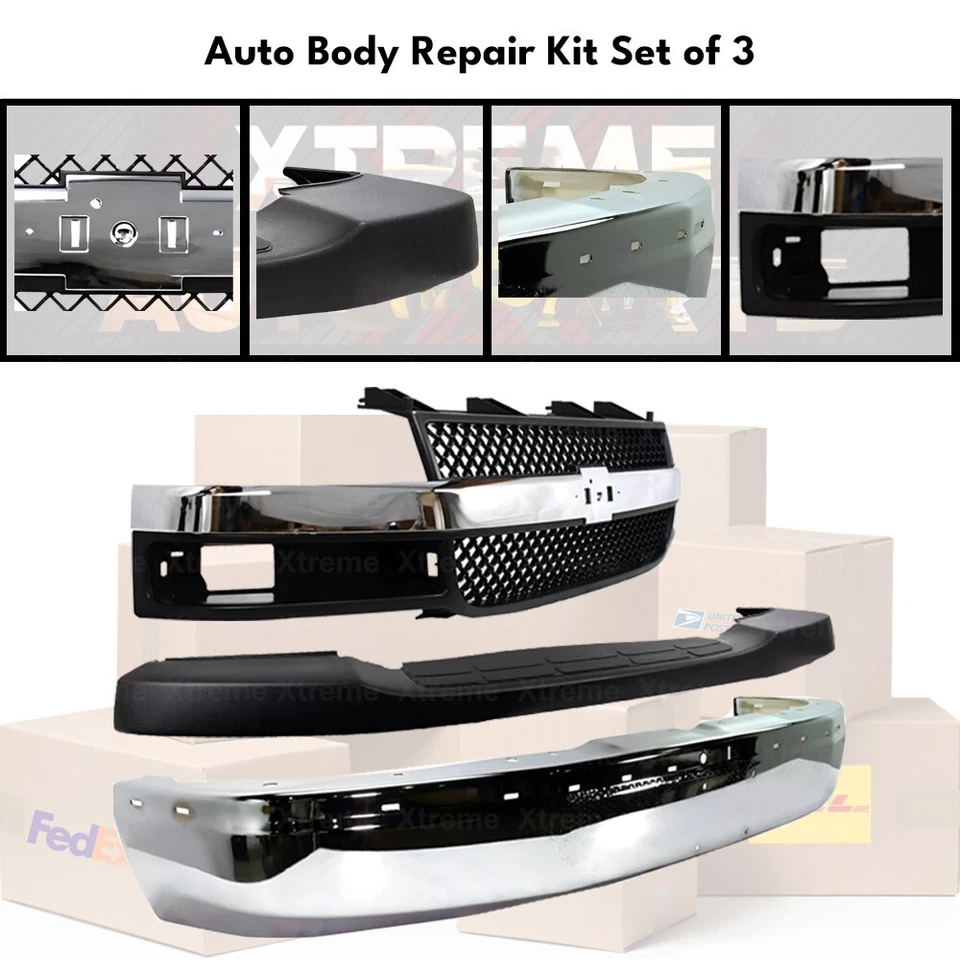 Front Bumper & Grille Chrome Kit For 2003-2023 Chevy Express 1500 2500 3500 4500 Foto 2 de 4
