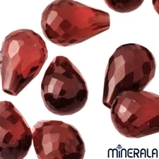 [WHOLESALE] NATURAL RED GARNET LOOSE GEMSTONE FACETED DROP HALF DRILLED WP00078