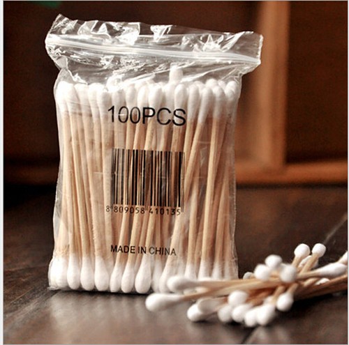 100x double-head wooden cotton swab tip for medical cure health