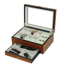 Hand Made Watch Pens Glass Cufflink Cabinet Luxury Case Storage Box Jewellery 55