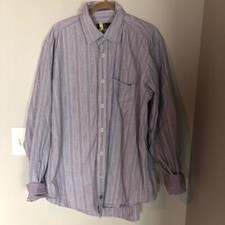 BUGATCHI Purple Striped Contrast Cuff Shirt Large