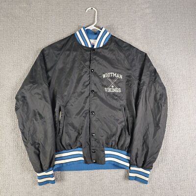VINTAGE 1980s Champion Bomber Jacket Size M 80s Black/Blue | eBay