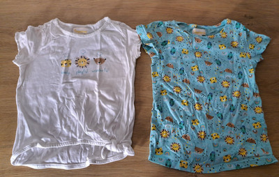 2 Kurzarmshirts mit Löwendruck Tierdruck impidimpi Größe 104