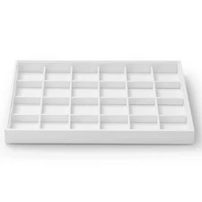 Oirlv Premium White Leather Stackable Jewelry Tray 24 Grid Jewelry Drawer Org...