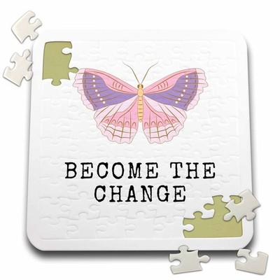 3dRose - Become The Change Vintage Motivation Quotes - Puzzle - (pzl-360613-2)