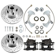 For 1957-1964 Ford Full Size Galaxie Front Disc Brake Conversion Drilled Slotted
