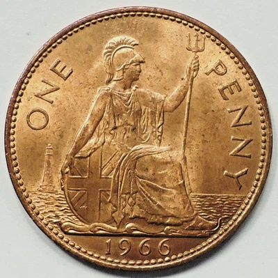 1966 GREAT BRITAIN PENNY, 0.99 CENTS AUCTION *HALF DOLLAR SIZE* (G-01) - Image 1 of 2