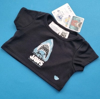 Build A Bear Jaws 50th Anneversery T-Shirt Jungen Mädchen klassisches T-Shirt neu mit Etikett 