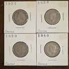 4 80% SILVER CANADIAN QUARTERS  IN CONSECUTIVE YEARS 1937,38,39, & 40