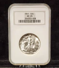 1941 Walking Liberty Half Dollar - 90% Constitutional Silver - NGC MS65