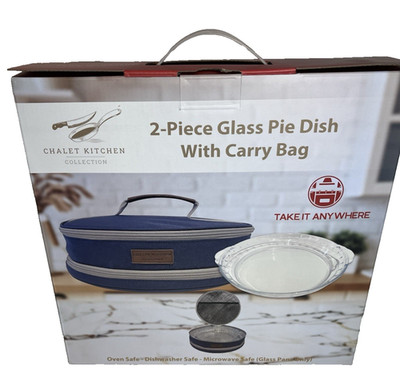 Chalet Kitchen Collection 2 Piece Glass Pie Dish & Carry Case 11.2''x 10''x1.77''