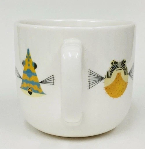 Taza de café de natación Charley Harper Todd Oldham Fishs ¡RARA! Foto 2 de 4