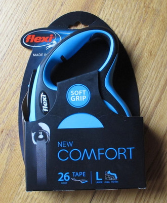 Flexi New Comfort Retractable Tape Dog Leash Blue/Black Large 26-ft