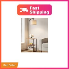 PARTPHONER Floor Lamp With Table Rustic Brown
