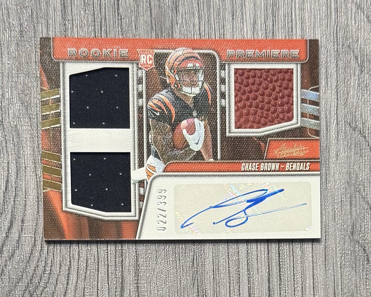 Chase Brown Panini Absolute Rookie Premiere Materials Autographs #RPMCB Base