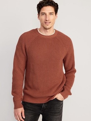 Old Navy Men's  XXL 100% Cotton Crew-Neck Shaker-Stitch Sweater Apple Cinnamon
