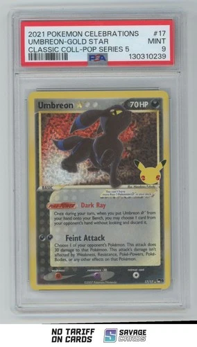 2021 Pokemon Celebrations Classic POP Series 5 Umbreon Gold Star PSA 9 #17/17