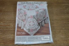 Tobin Quilt Stamped Linen Blocks To Embroider Flowers Craft Kit Needlecrafts