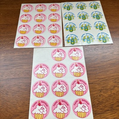 Vintage Scratch Sniff Stickers Trend Happy Birthday Mighty Fine