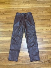 Express Pants Womens 10R Brown Faux Leather High Rise Straight Slim 90s