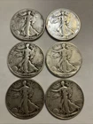 1934-1945 Walking Liberty Half Dollars, Lot of 6