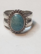 Vintage sterling Silver Ring With Aqua Turquoise 3144