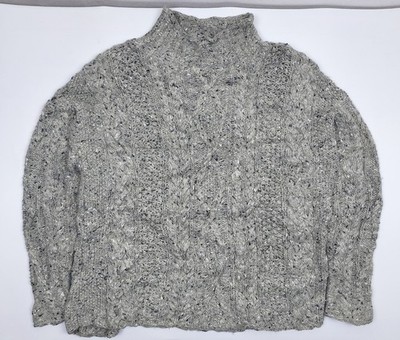 Aran Pullover M Grau Vintage Strickpullover Zopf Strick Muster Sweater Retro