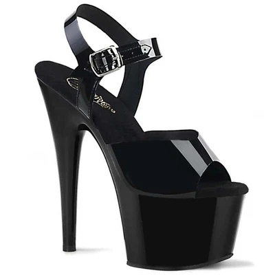Pleaser - Adore 708N Black Platform Stilettos with 7 inch Heel | UK 2-11