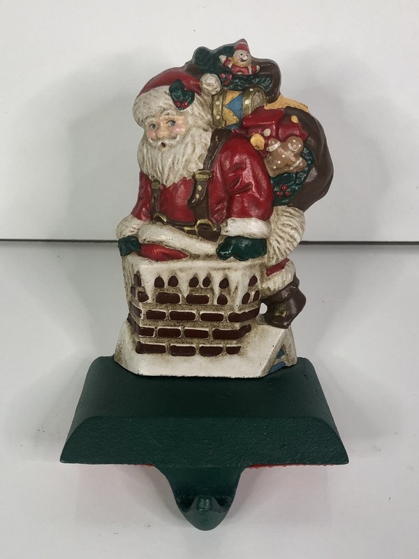 Santa On The Rooftop Cast Iron Stocking Hanger Thomas L. Cathey