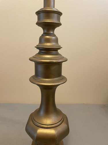 Vintage Gold Painted Wood Candlestick Table Lamp - Picture 4 of 5