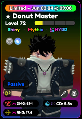 ANIME DEFENDER! MYTHIC SHINY DONUT MASTER AAC 