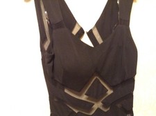 BNWT Lipsy Size 12 Black Slinky Mesh Detail Open Back Maxi Prom Dress £70 New