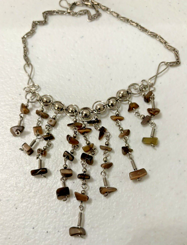 Collar vintage con piedras marrones - cadena es de 15" - Imagen 3 de 3