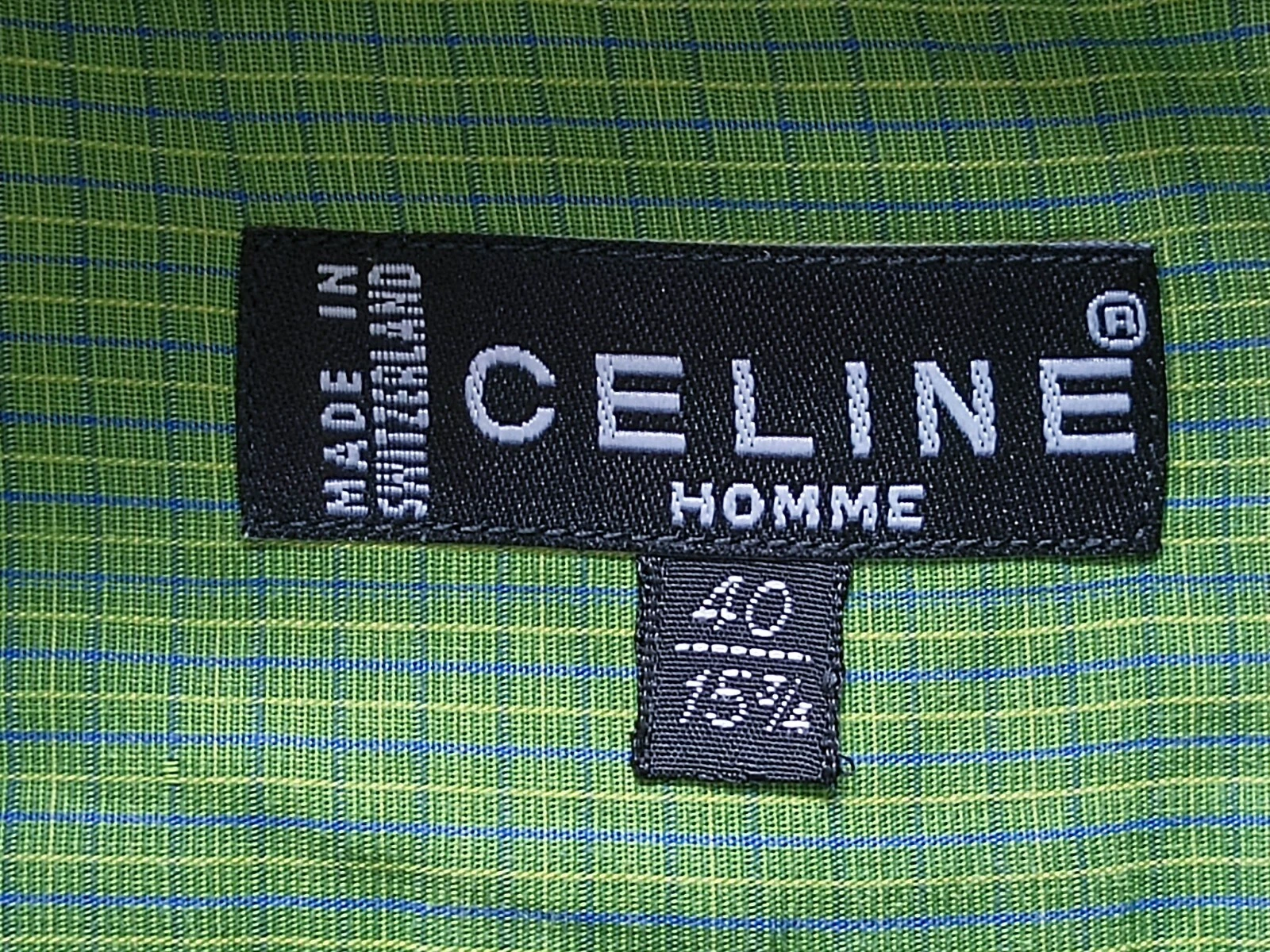 Camicia abito da uomo CELINE Homme verde abbottonata a scacchi blu cotone 15 75 40